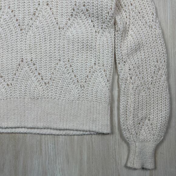 Abercrombie & Fitch Alpaca Blend Ivory Crew Neck Cozy Pullover Sweater Medium - Picture 11 of 13